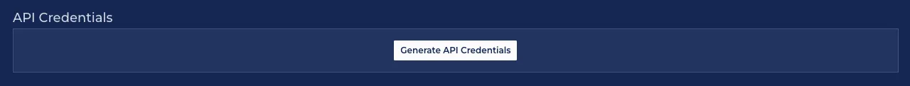 Screenshot from the Worlds application indicating a section labeled "API Credentials" with a button labeled "Generate API Credentials"